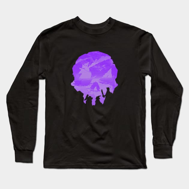 Purple Sea Of Thieves Skull Design Long Sleeve T-Shirt by IndieTeeshirt